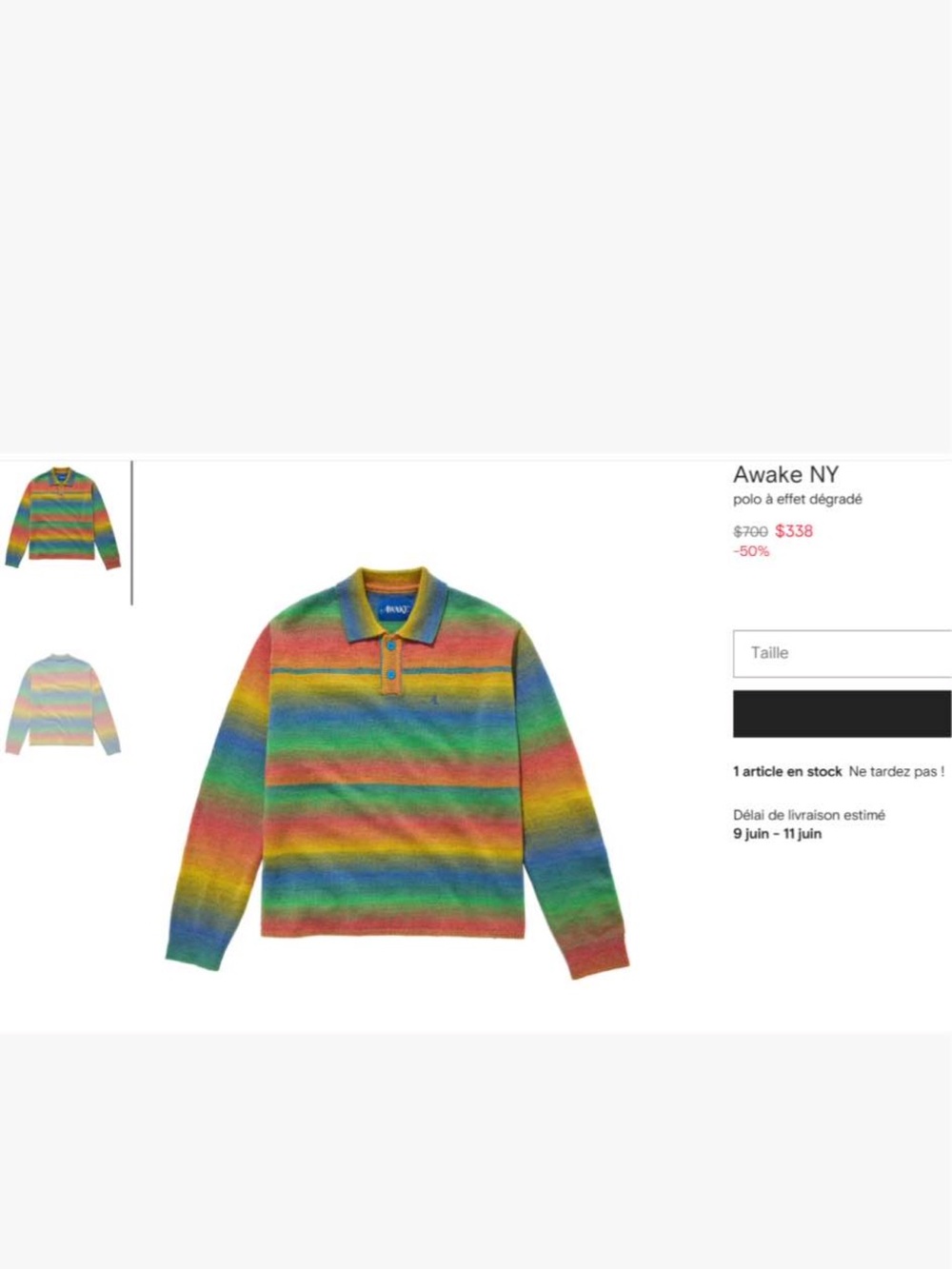 Awake NY Men’s Rainbow Stripe V-Neck Polo Sweater - Green, Blue, Yellow, Red